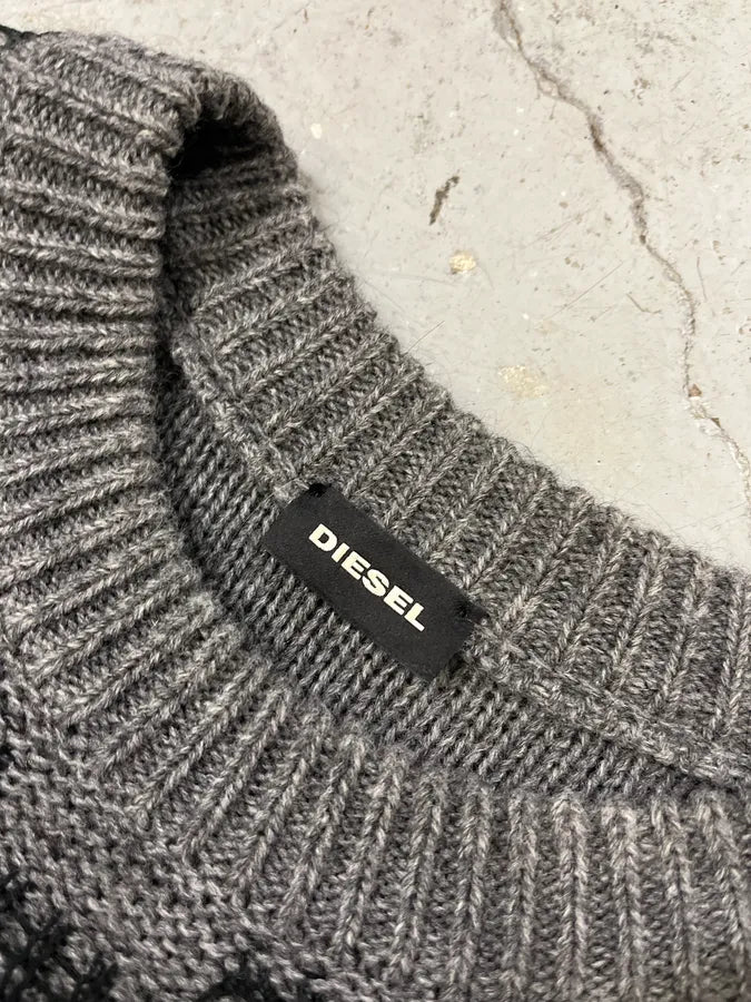 Diesel Grey & Distressed Black Layered Sweater DjPVlOD 8