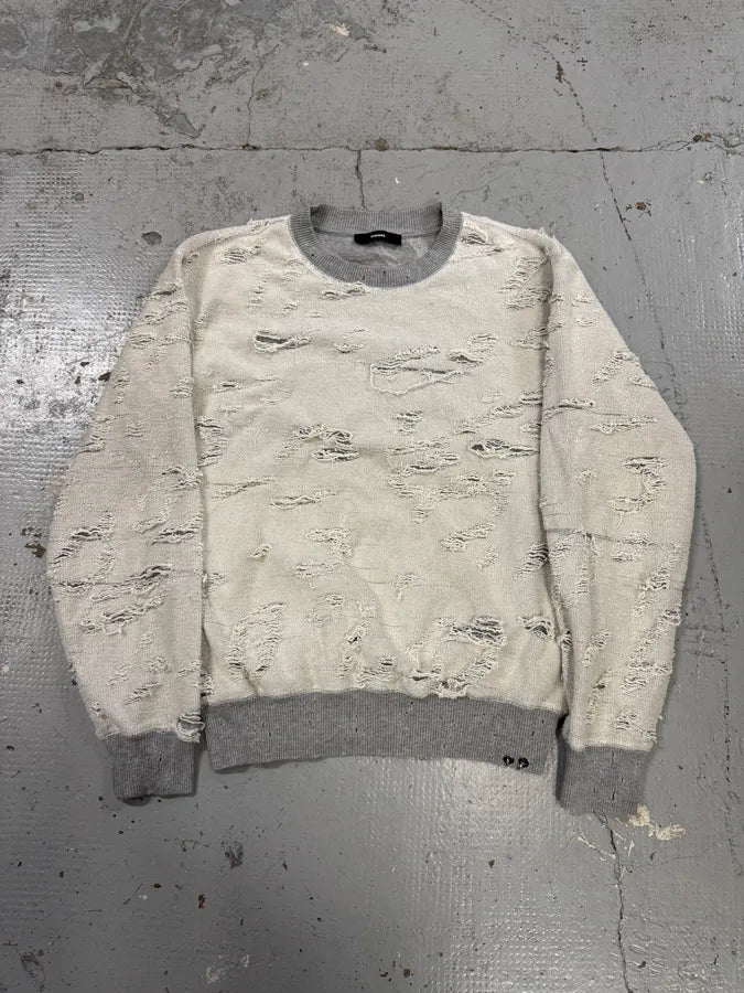 Diesel Grey & White Distressed Sweater GgHiJKE 2