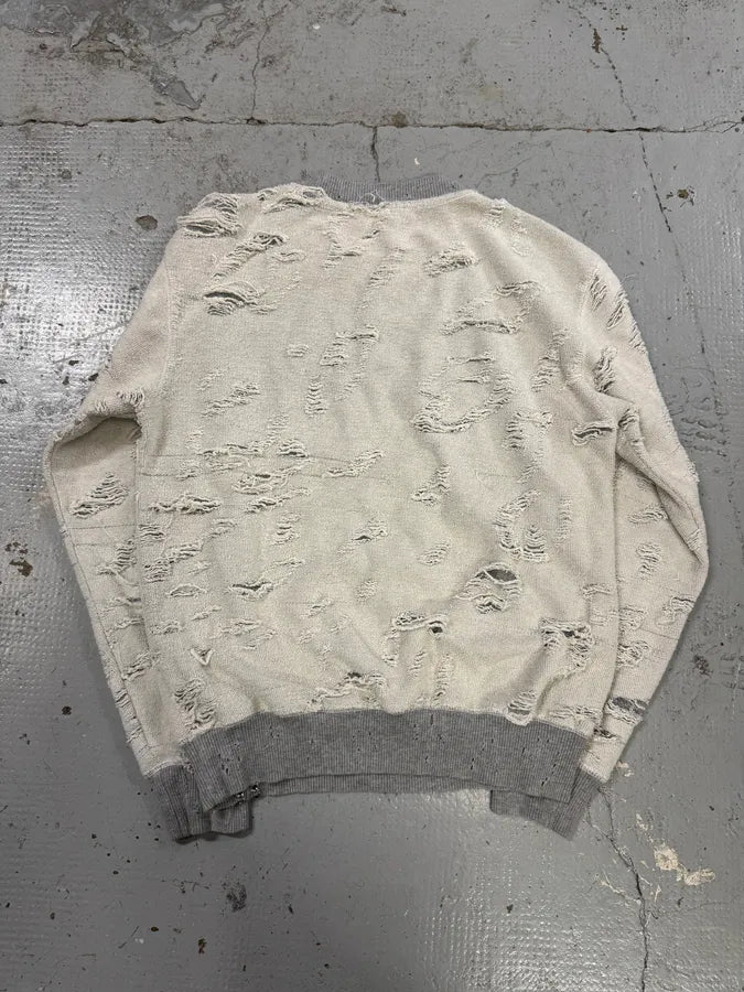Diesel Grey & White Distressed Sweater GgHiJKE 3