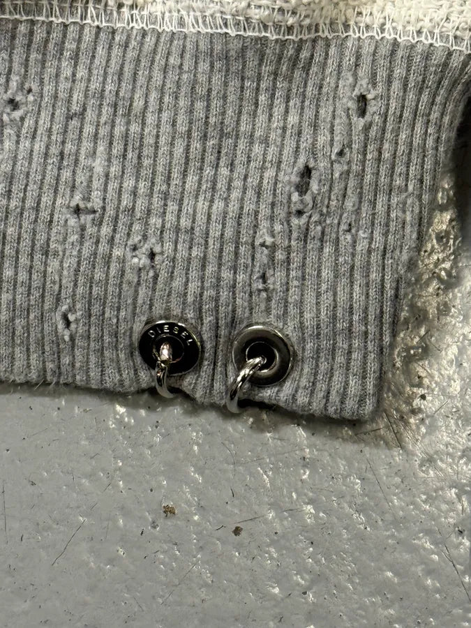 Diesel Grey & White Distressed Sweater GgHiJKE 6