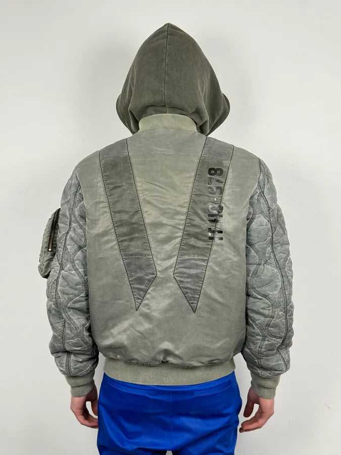 Diesel Grey Aero Cozy Hooded Bomber Jacket WSqxTSi 2