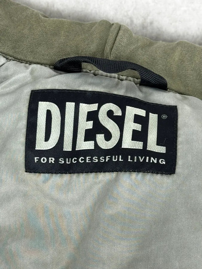 Diesel Grey Aero Cozy Hooded Bomber Jacket WSqxTSi 10