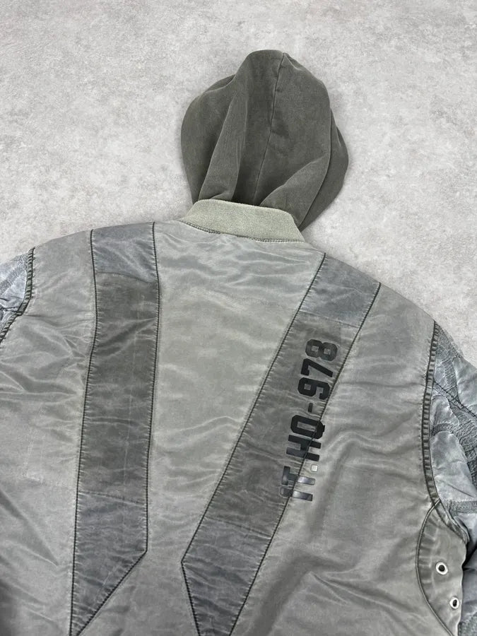 Diesel Grey Aero Cozy Hooded Bomber Jacket WSqxTSi 5