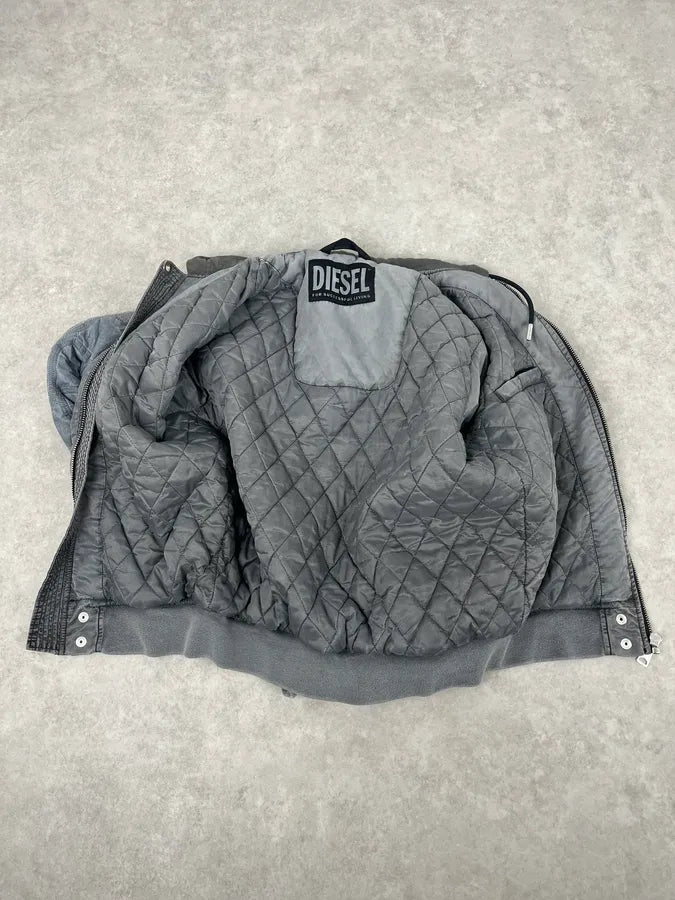 Diesel Grey Aero Hooded Bomber Jacket hpnWEdL 8
