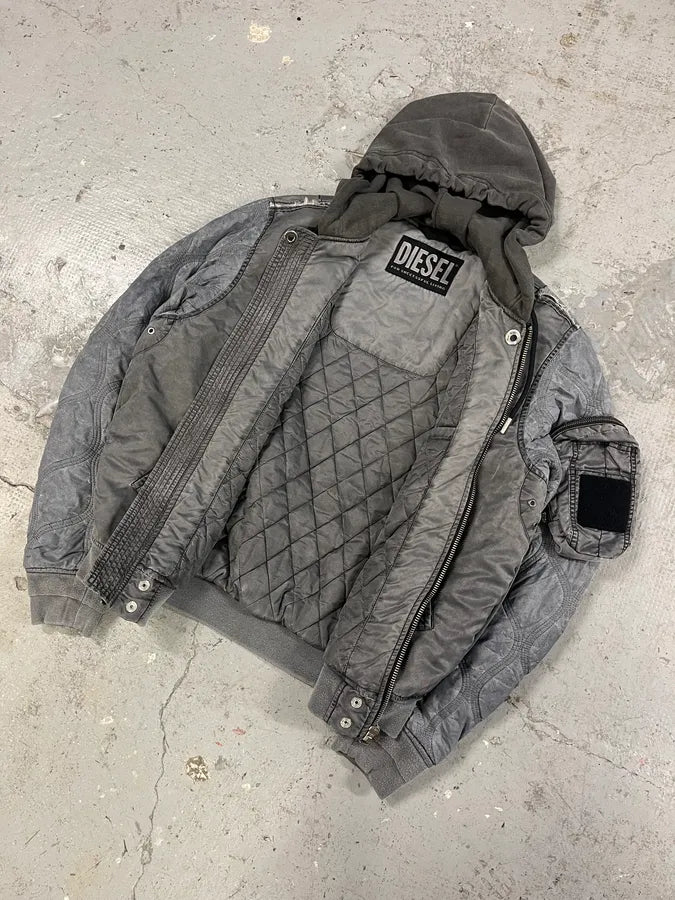 Diesel Grey Aero Modern Bomber Jacket (L) VoXlegb 4