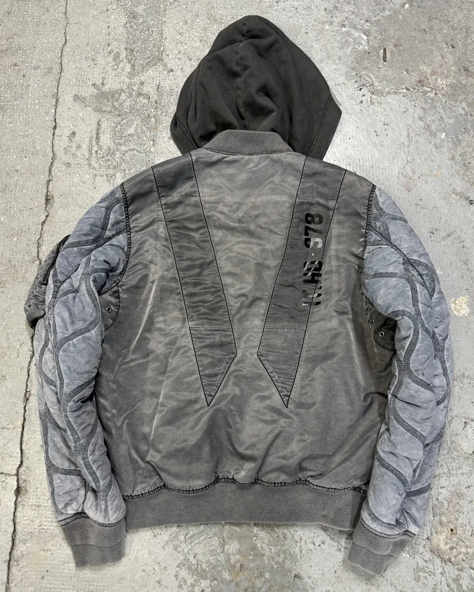 Diesel Grey Avant-Garde Hooded Bomber Jacket (M) 1