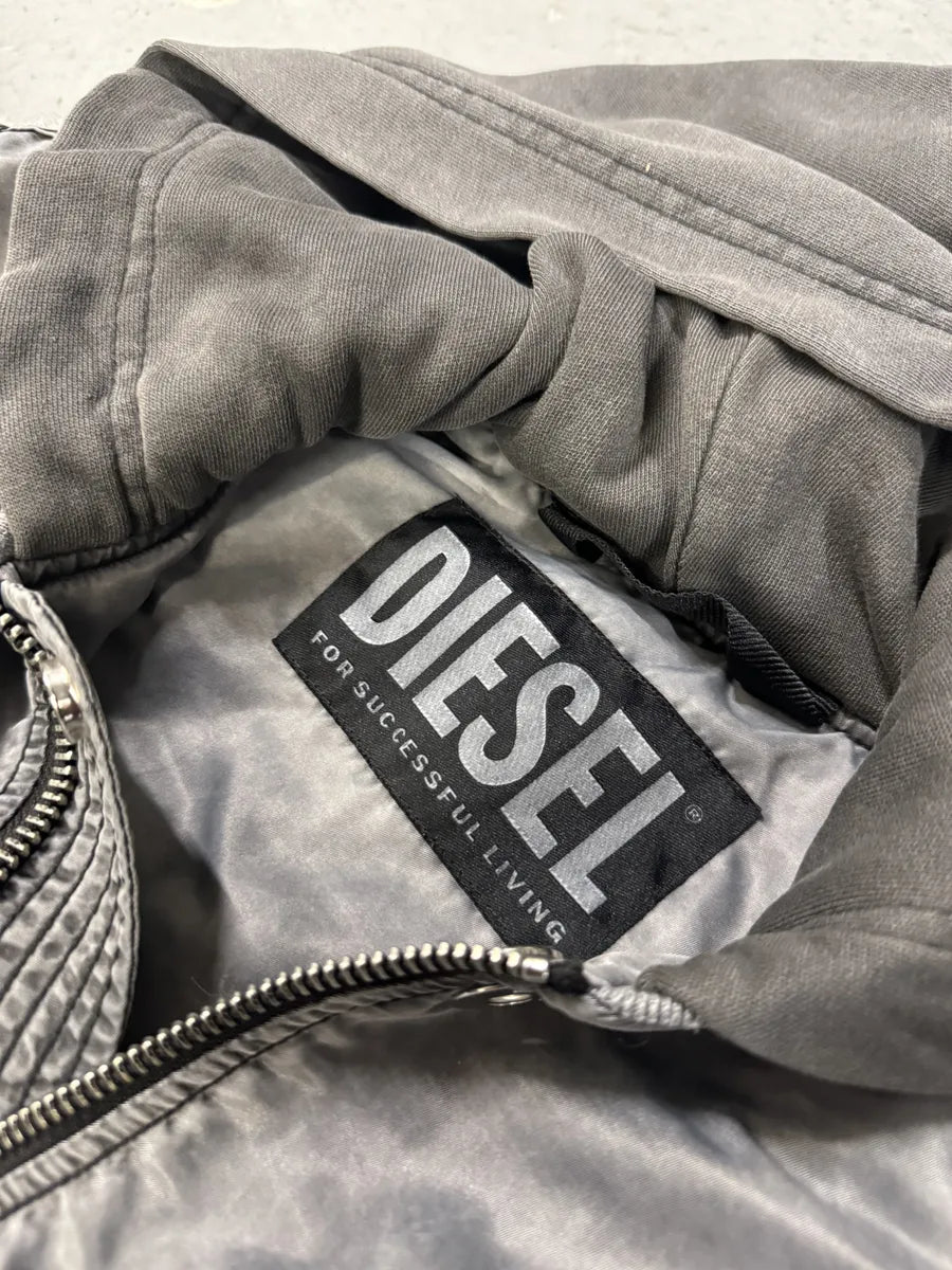 Diesel Grey Avant-Garde Hooded Bomber Jacket (M) 10