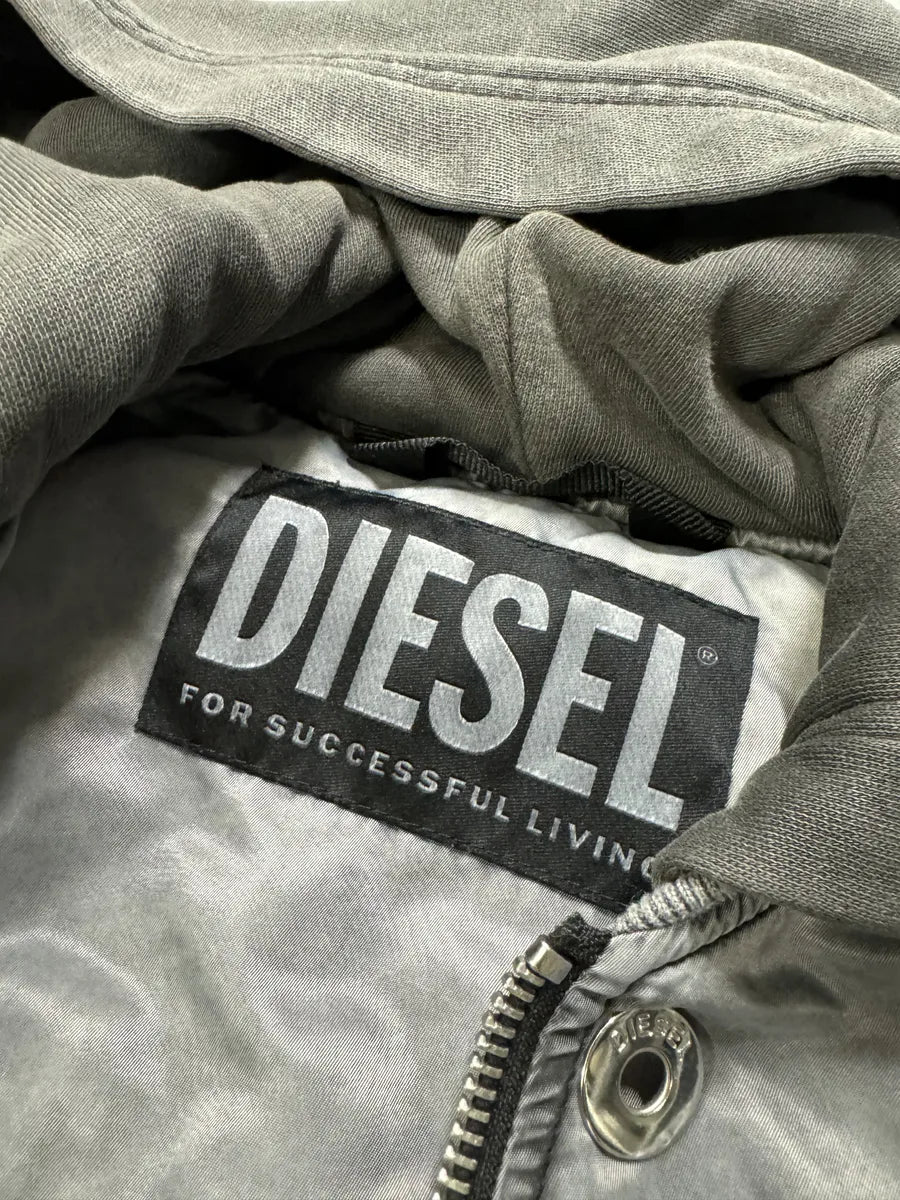 Diesel Grey Avant-Garde Hooded Bomber Jacket (M) 11
