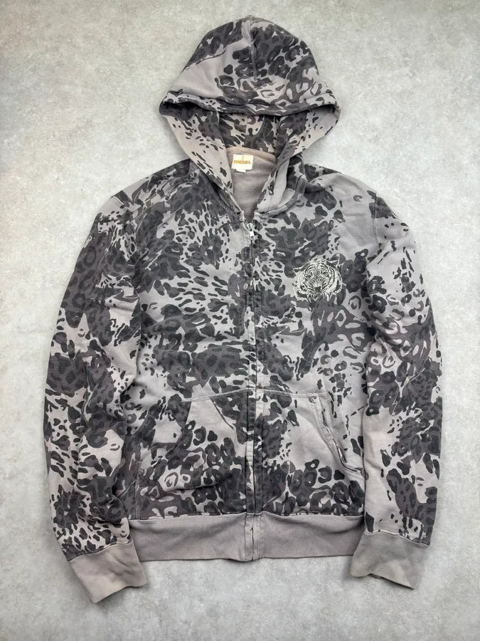 Diesel Grey Camo Floral Zip-up Hoodie BfMKjdB 2