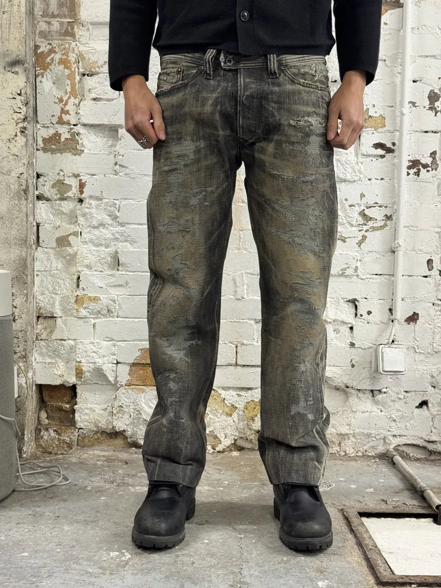 Diesel Grey Distressed Rebel Denim Jeans CndcNMd 2