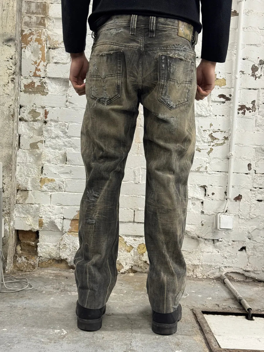 Diesel Grey Distressed Rebel Denim Jeans CndcNMd 3