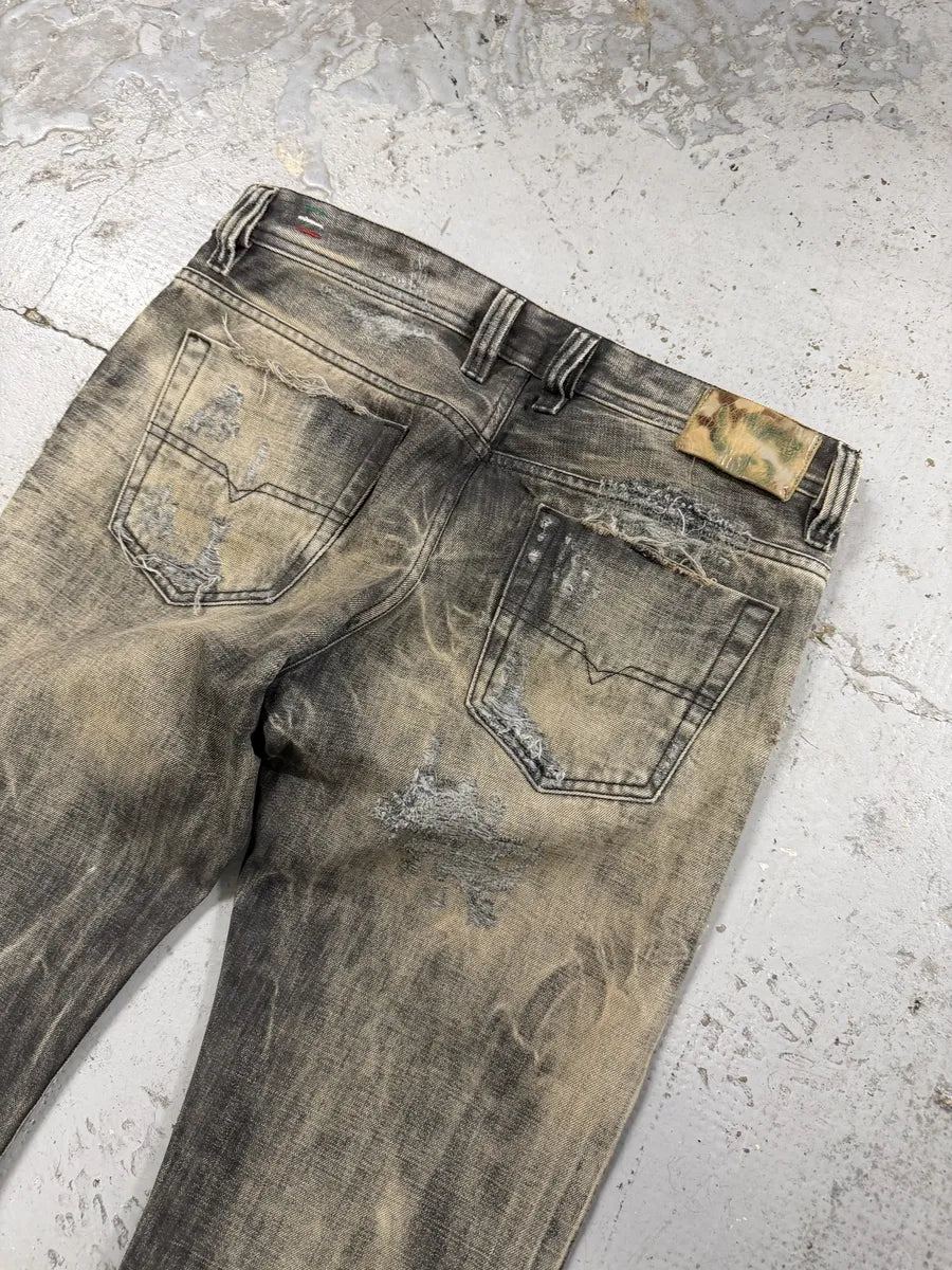 Diesel Grey Distressed Rebel Denim Jeans CndcNMd 5