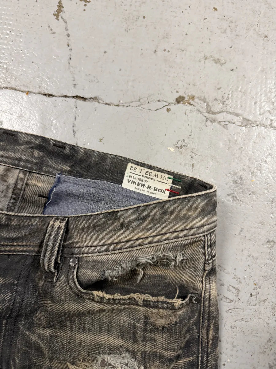 Diesel Grey Distressed Rebel Denim Jeans CndcNMd 8