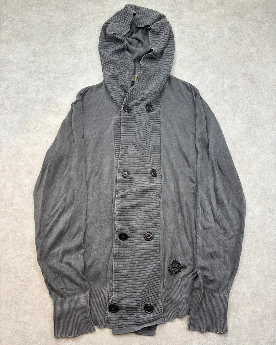 Diesel Grey Oversized Double-Breasted Hoodie SLWiUBY 0