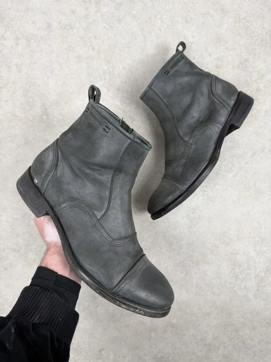 Diesel Grey Eroded Leather Boots JZoInMB 0