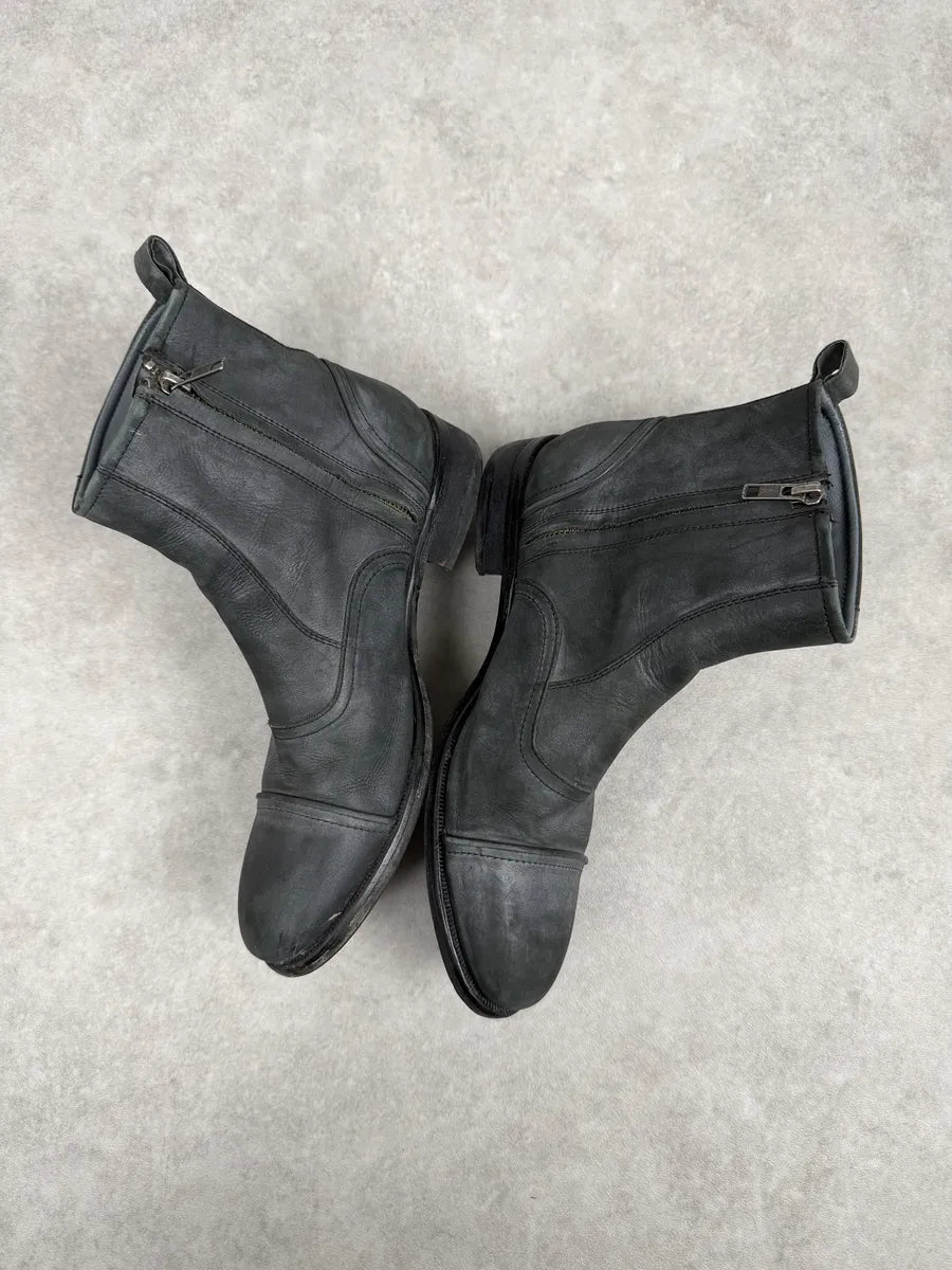 Diesel Grey Eroded Leather Boots JZoInMB 2