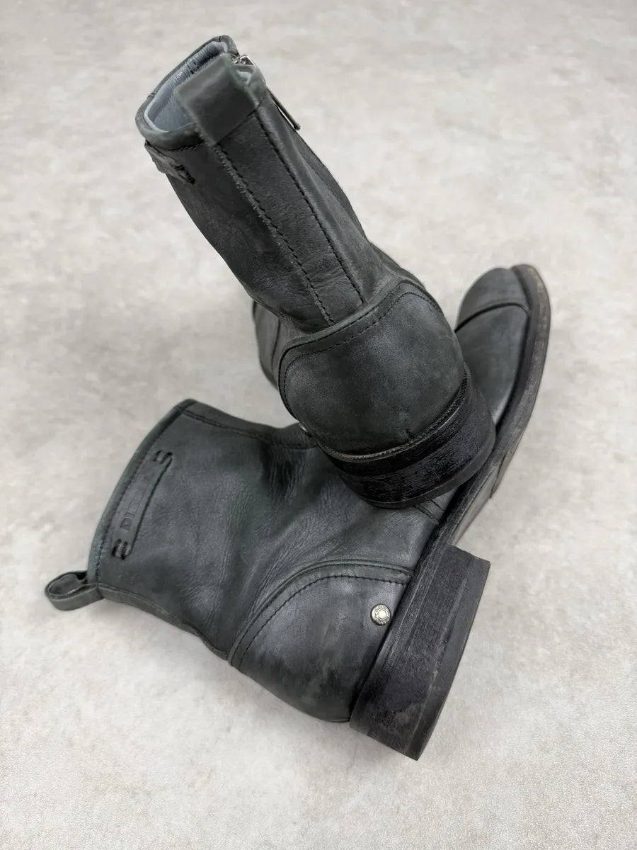 Diesel Grey Eroded Leather Boots JZoInMB 4