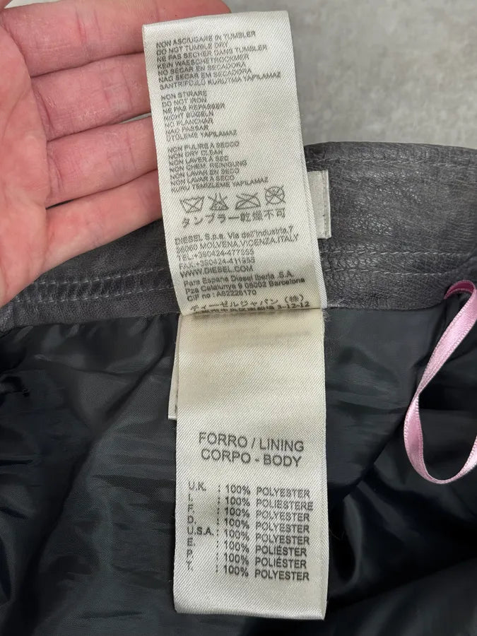 Diesel Grey Eroded Leather Studded Pants NYdzYiD 11