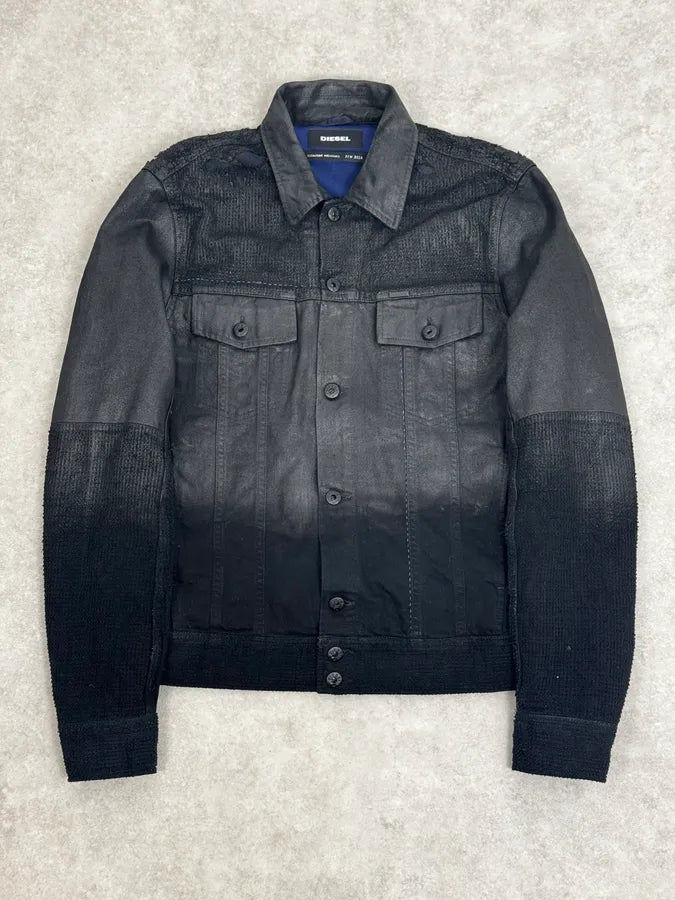 AW2016 Diesel Grey Black Gradient Trucker Jacket ALixmds 0