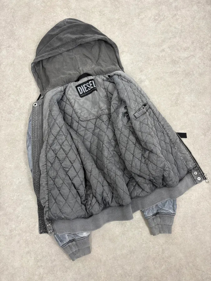 Diesel Grey Hooded Bomber Jacket JttASyn 6