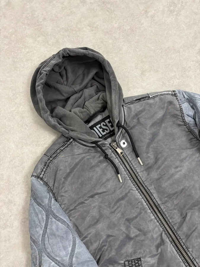 Diesel Grey Hooded Bomber Jacket JttASyn 4