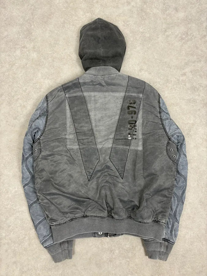 Diesel Grey Hooded Bomber Jacket JttASyn 5