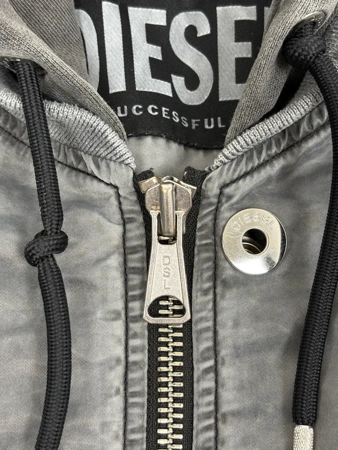 Diesel Grey Hooded Bomber Jacket JttASyn 8