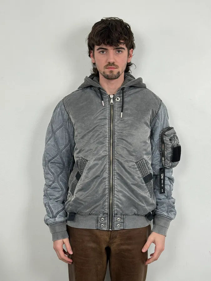 Diesel Grey Hooded Bomber Jacket JttASyn 1