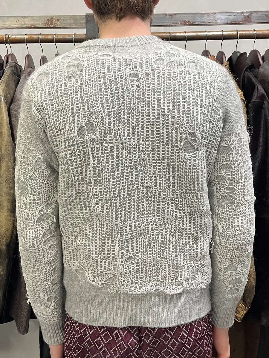 Diesel Grey Spyder Distressed Grilled Sweater VtVaURJ 2