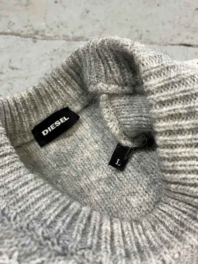 Diesel Grey Spyder Distressed Grilled Sweater VtVaURJ 8