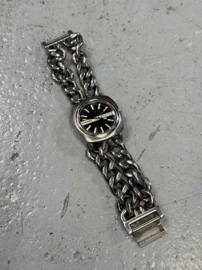 Diesel Grey Stainless Steel 2 Chains Watch FmXOBPz 0