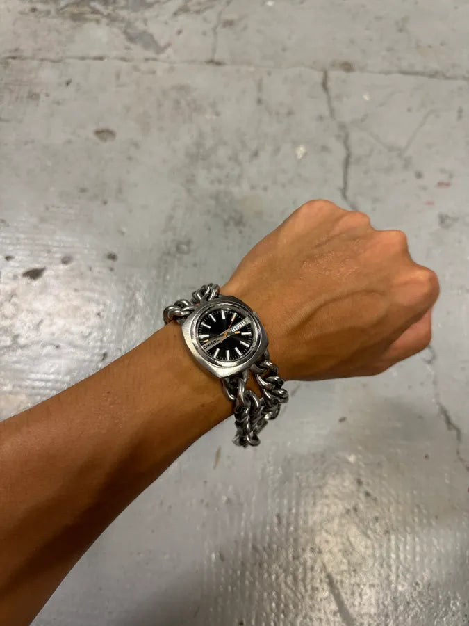 Diesel Grey Stainless Steel 2 Chains Watch FmXOBPz 1