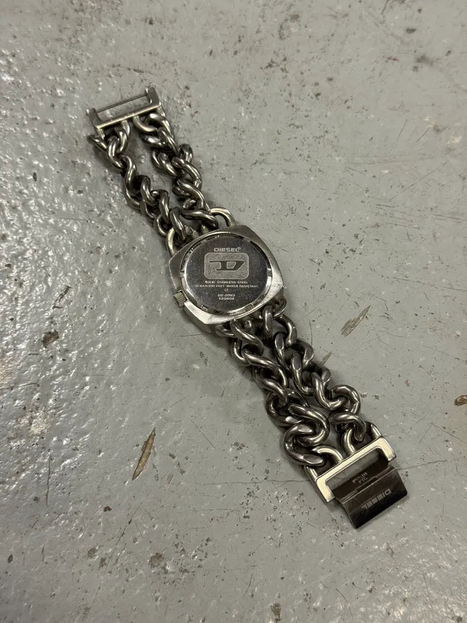 Diesel Grey Stainless Steel 2 Chains Watch FmXOBPz 2