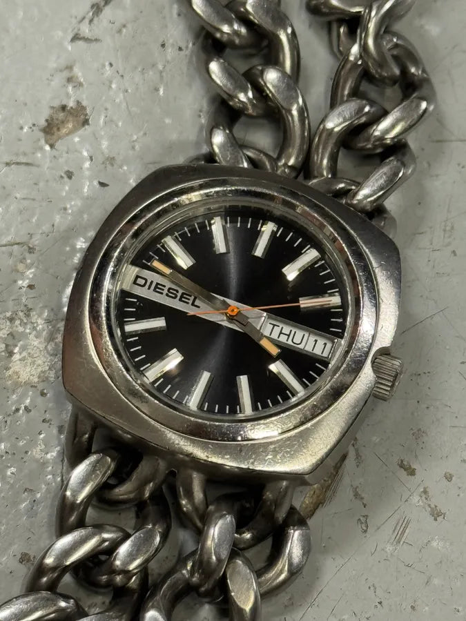 Diesel Grey Stainless Steel 2 Chains Watch FmXOBPz 3