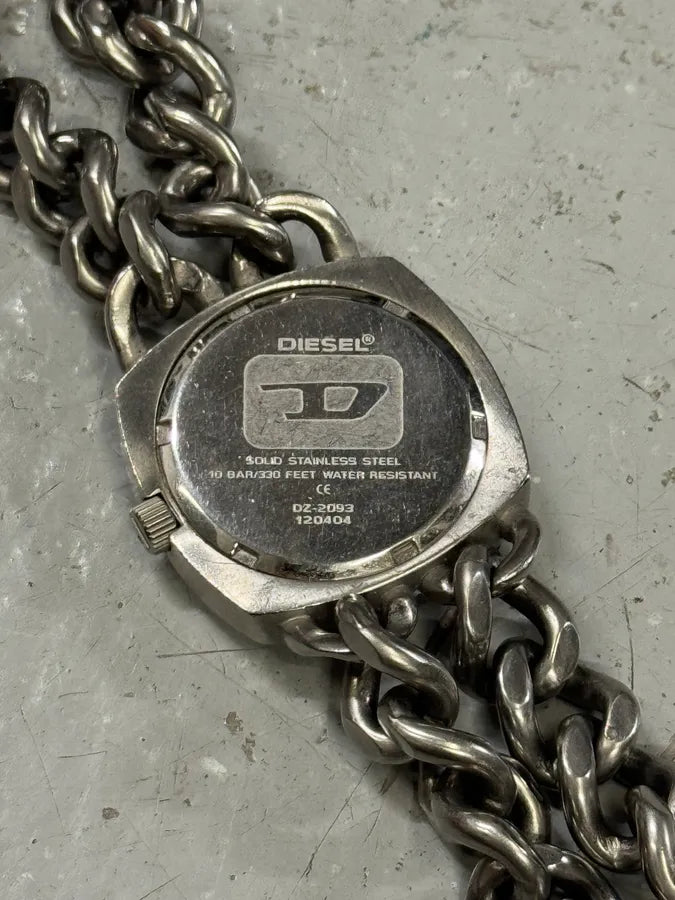 Diesel Grey Stainless Steel 2 Chains Watch FmXOBPz 5