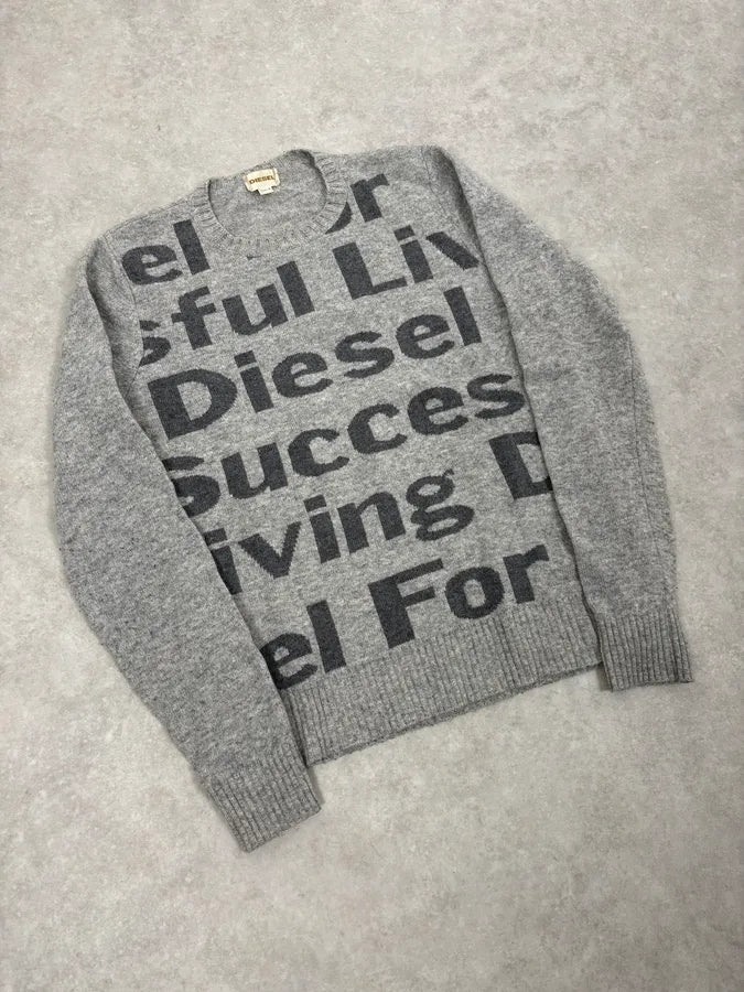 Diesel Grey Success Script Wool Sweater tycmdBG 3