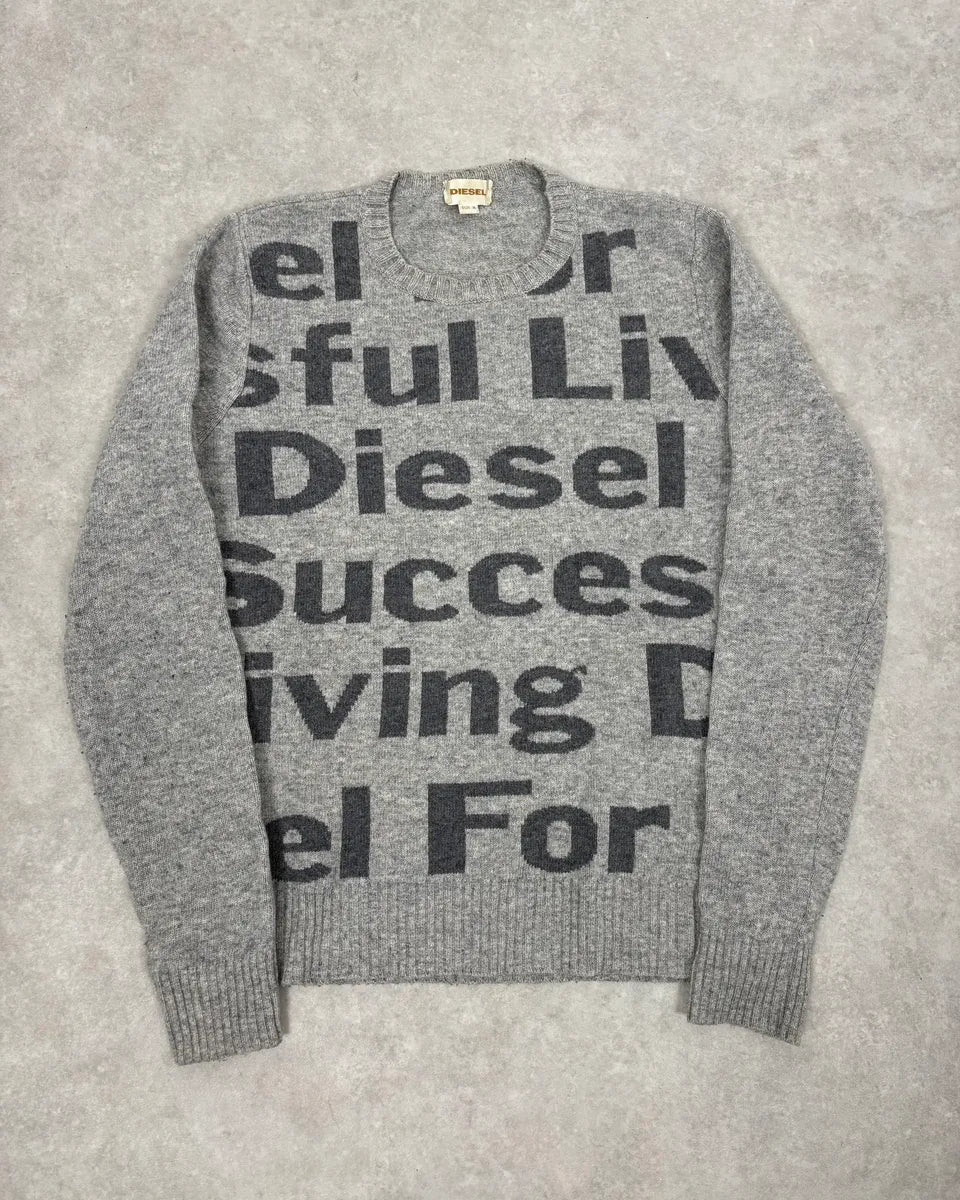Diesel Grey Success Script Wool Sweater tycmdBG 0