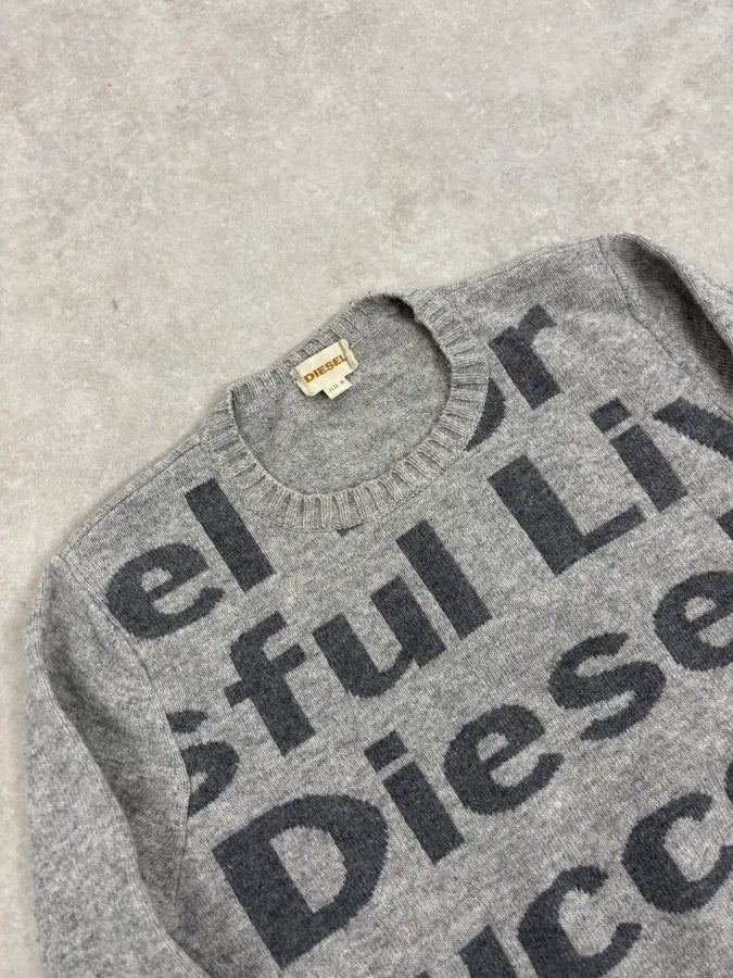 Diesel Grey Success Script Wool Sweater tycmdBG 4