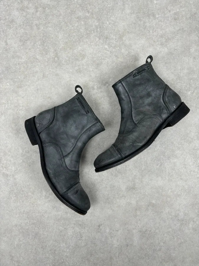 Diesel Grey Mid-Calf Leather Boots CZxkbju 3