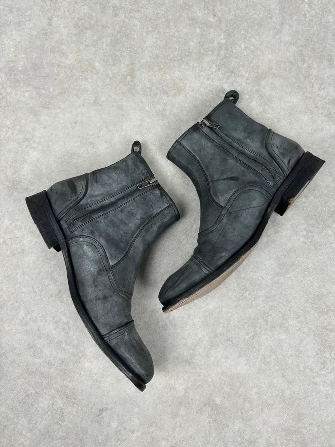 Diesel Grey Mid-Calf Leather Boots CZxkbju 4