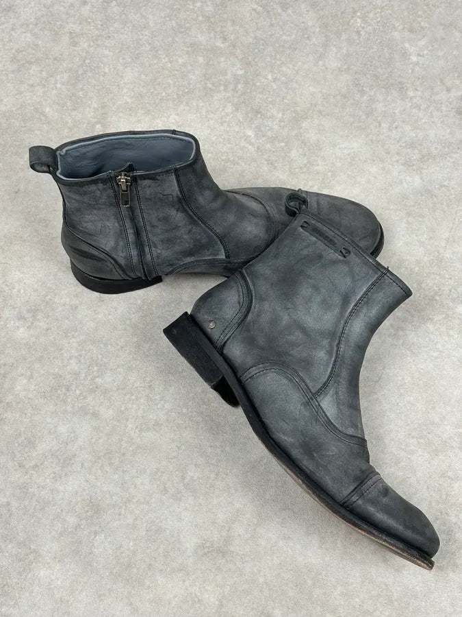 Diesel Grey Mid-Calf Leather Boots CZxkbju 10