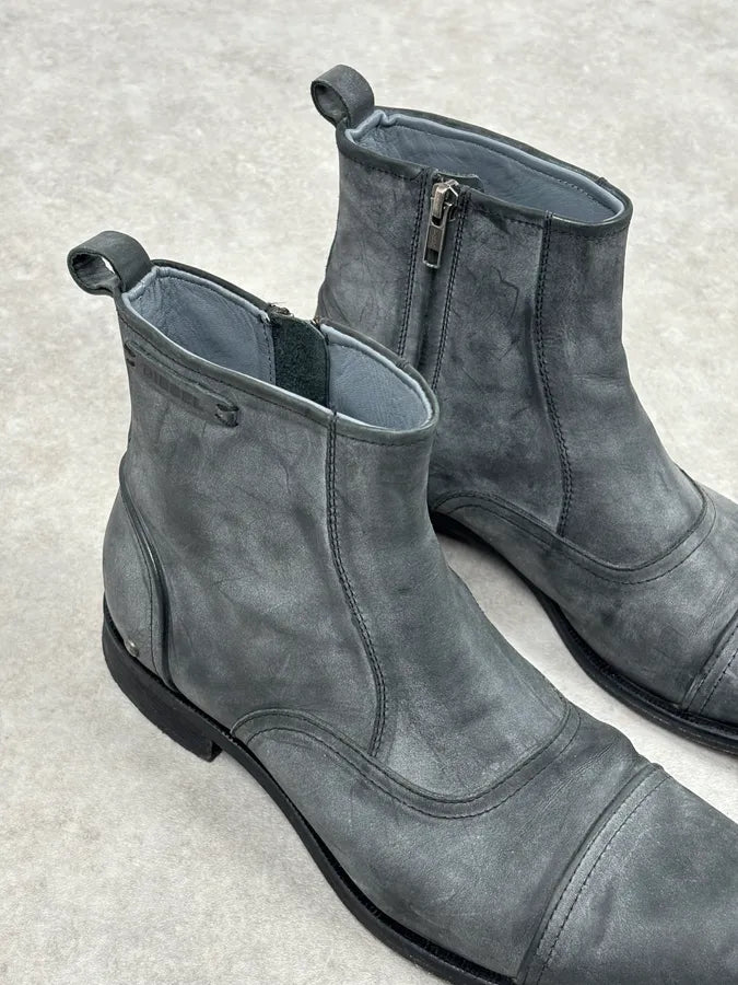 Diesel Grey Mid-Calf Leather Boots CZxkbju 6