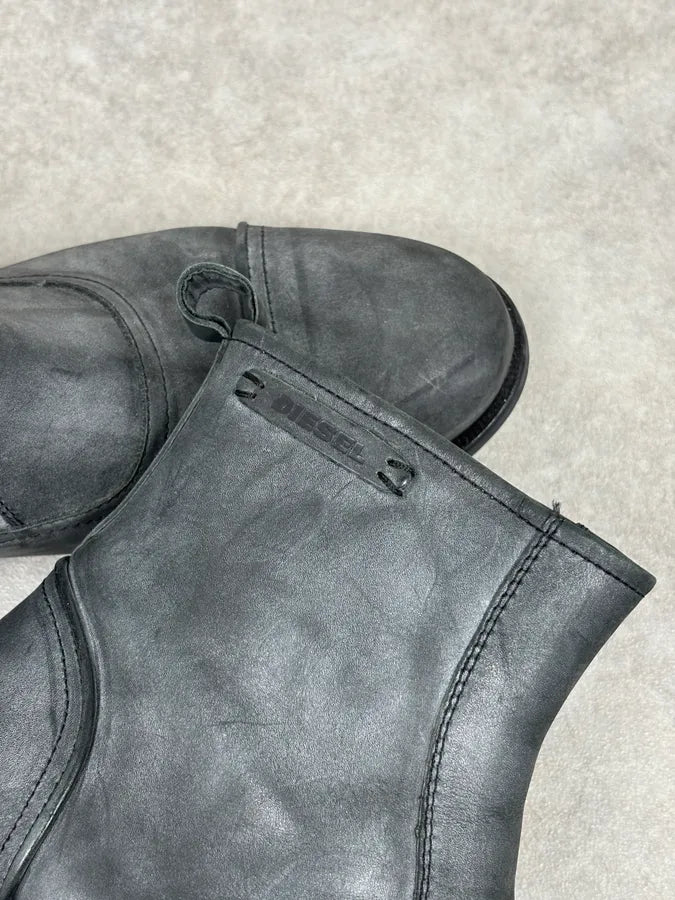 Diesel Grey Mid-Calf Leather Boots CZxkbju 13