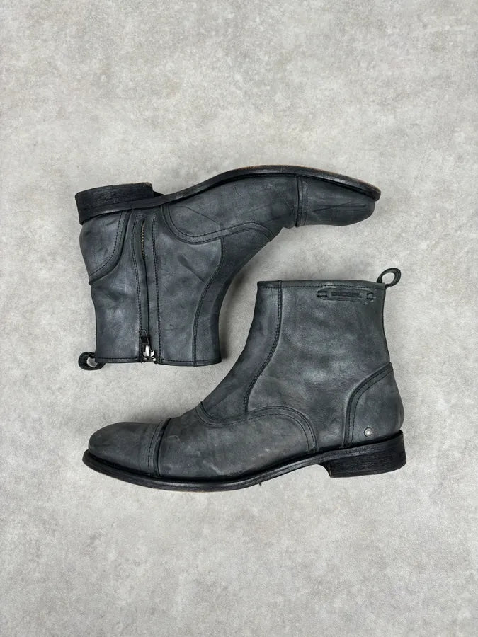 Diesel Grey Mid-Calf Leather Boots CZxkbju 12