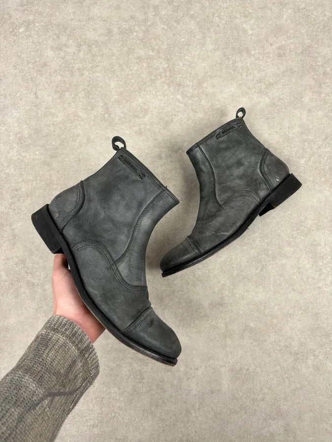 Diesel Grey Mid-Calf Leather Boots CZxkbju 0