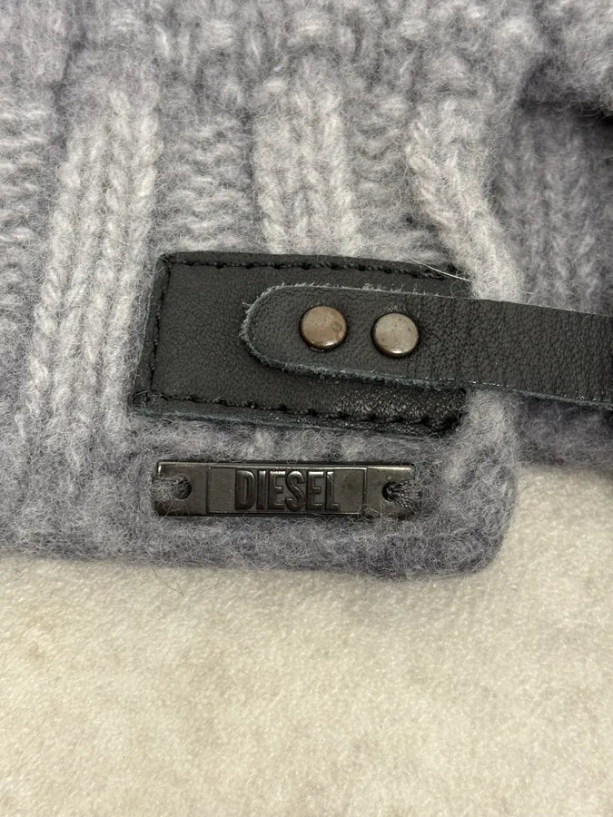 Diesel Grey Wool Attached Beanie CWjXWuy 6