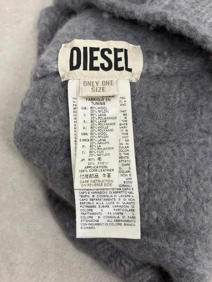 Diesel Grey Wool Attached Beanie CWjXWuy 7