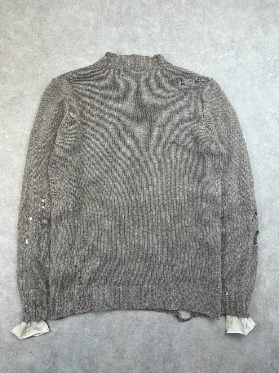 Diesel Grey Wool Distressed Avant-Garde Sweater MTAQBXz 5