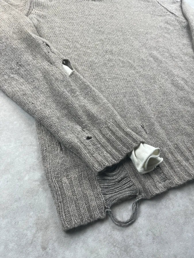 Diesel Grey Wool Distressed Avant-Garde Sweater MTAQBXz 7