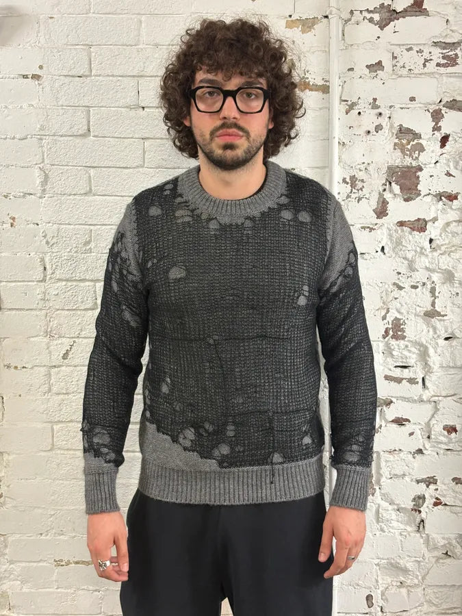Diesel Grey Wool Net Distressed Sweater dNtfsmA 1